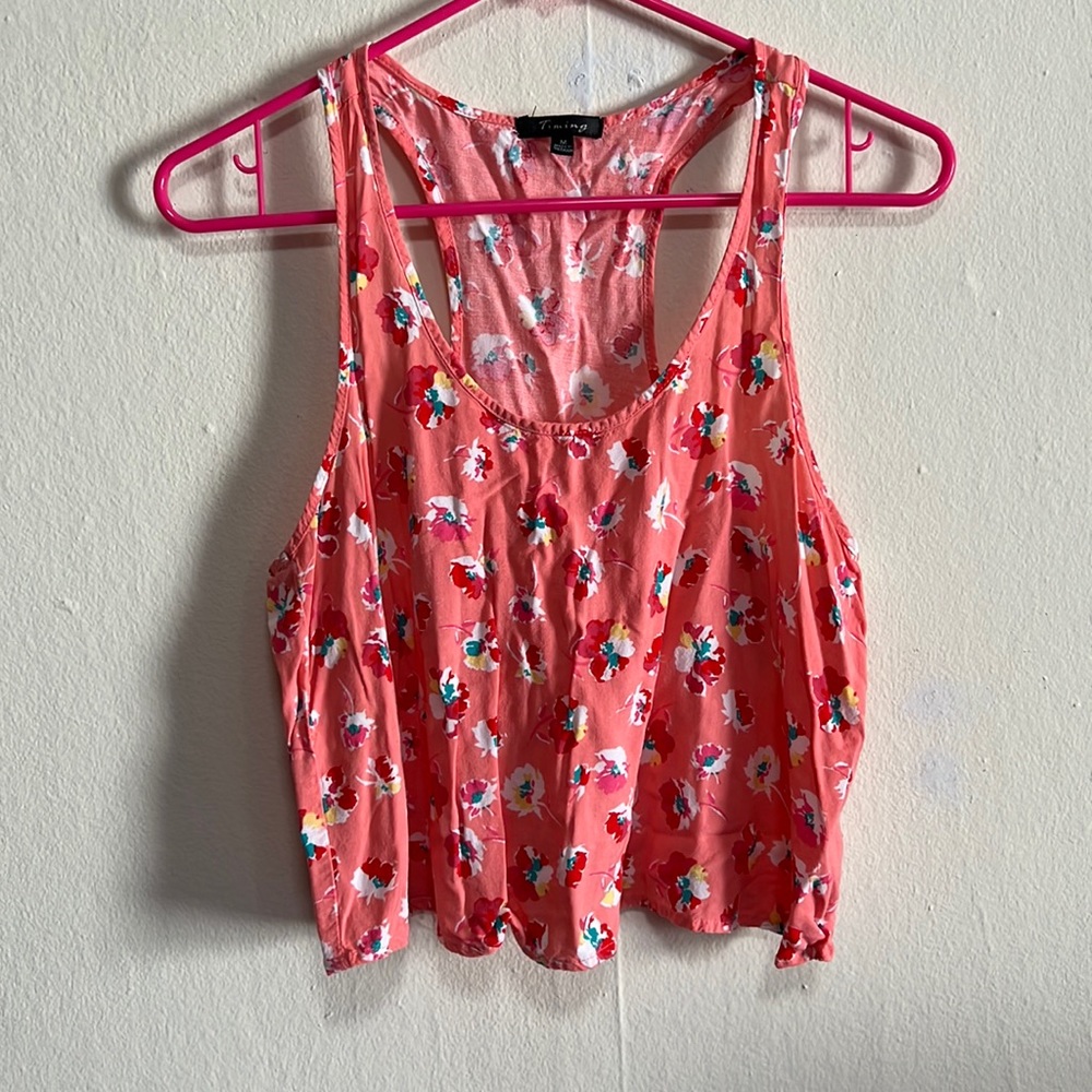 Pink Floral Crop Top